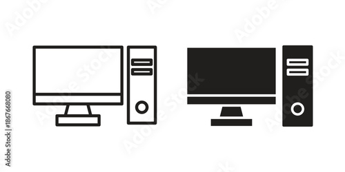 Computer icons for web and mobile UI design. Glyph vector with editable stroke