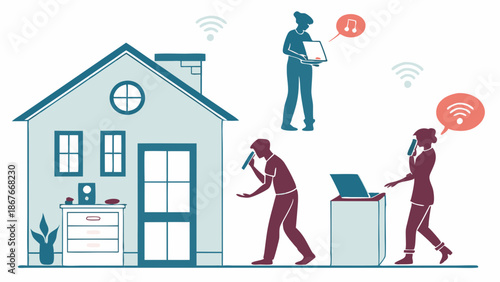 People Singing Karaoke Using Wireless Microphones and Laptops Connected to Home WiFi for Entertainment and Streaming