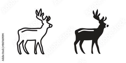 Deer icons for web and mobile UI design. Glyph vector with editable stroke