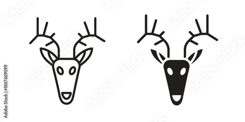 Deer rudolph icons for web and mobile UI design. Glyph vector with editable stroke