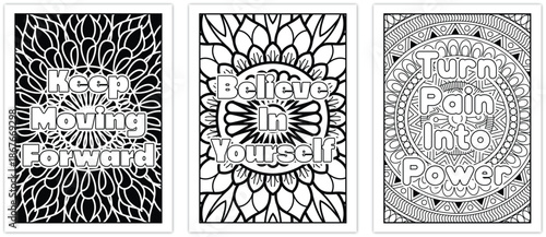 Empowering Self Belief Mandala Coloring Pages for Stress Relief. Vector illustration