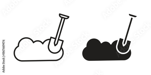 Digging icons for web and mobile UI design. Glyph vector with editable stroke