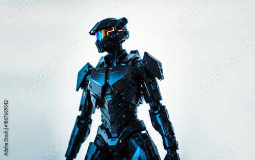 futuristic black combat rob...