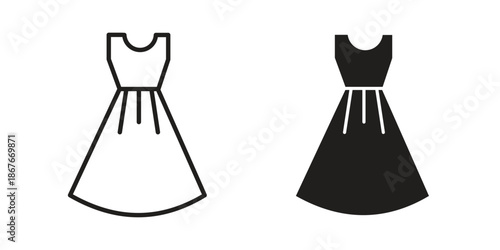 Dress icons for web and mobile UI design. Glyph vector with editable stroke