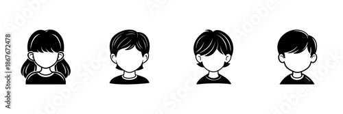 Faceless Child Avatars In Hand Drawn Style Set. Diverse Youth Representation, Gender Neutral Doodle Sketch Collection. Character Design Elements. Isolated Vector Illustration