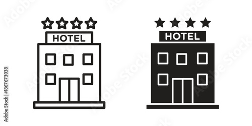 hotel icons for web and mobile UI design. Glyph vector with editable stroke