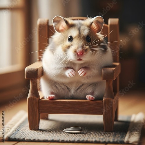 A rat sitting on a chair.