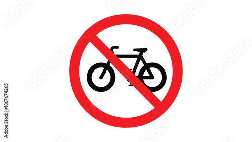 No bicycles allowed a red prohibition sign featuring a bicycle silhouette