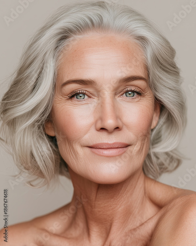Elegant Mature Woman Portrait with Natural Skin Texture
