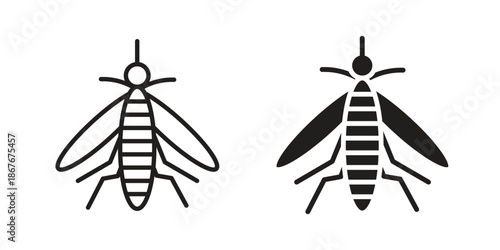 Mosquito icons for web and mobile UI design. Glyph vector with editable stroke