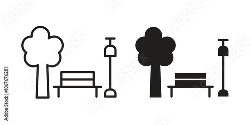 park icons for web and mobile UI design. Glyph vector with editable stroke