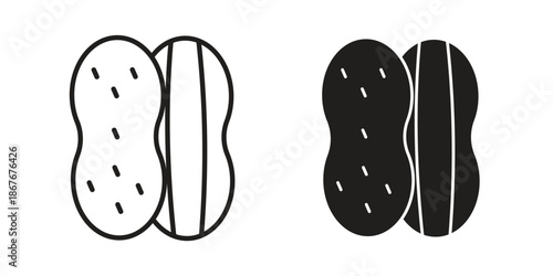 Peanut icons for web and mobile UI design. Glyph vector with editable stroke