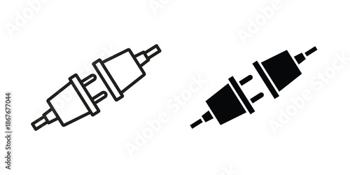 Plug connection icons for web and mobile UI design. Glyph vector with editable stroke