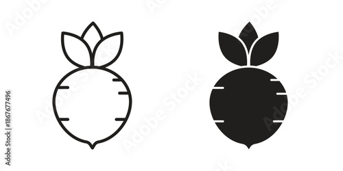 Radish icons for web and mobile UI design. Glyph vector with editable stroke