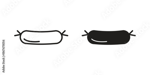 Sausage icons for web and mobile UI design. Glyph vector with editable stroke