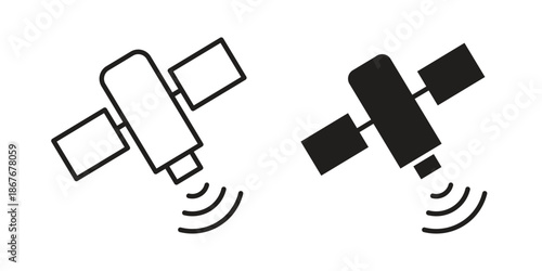 Satellite icons for web and mobile UI design. Glyph vector with editable stroke