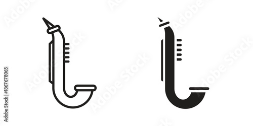 Saxophone icons for web and mobile UI design. Glyph vector with editable stroke