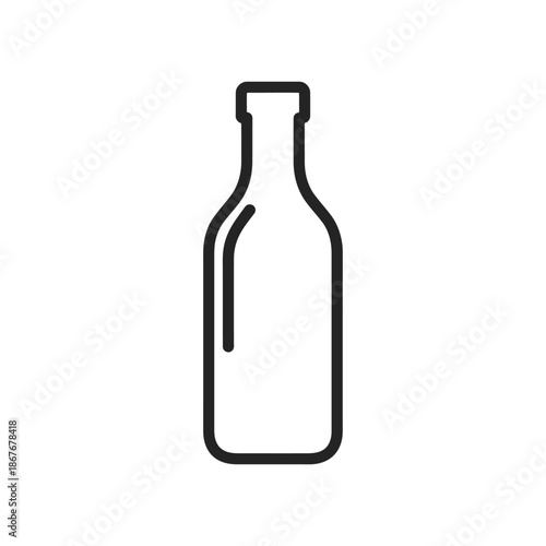 Minimalist outline of a glass bottle on a white background, simple design
