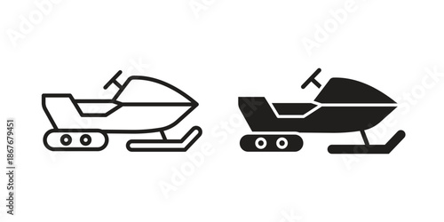 Snowmobile icons for web and mobile UI design. Glyph vector with editable stroke