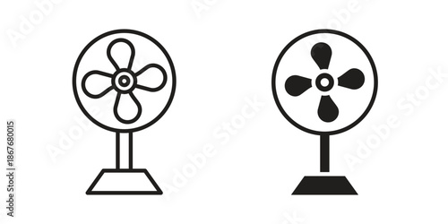 Table Fan icons for web and mobile UI design. Glyph vector with editable stroke