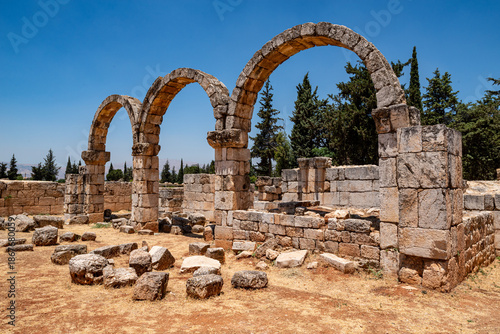 Ancient ruins in the city of Anjar, Lebanon.
