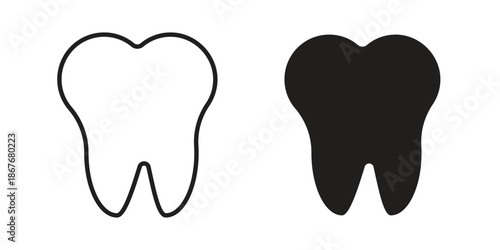 Teeth icons for web and mobile UI design. Glyph vector with editable stroke