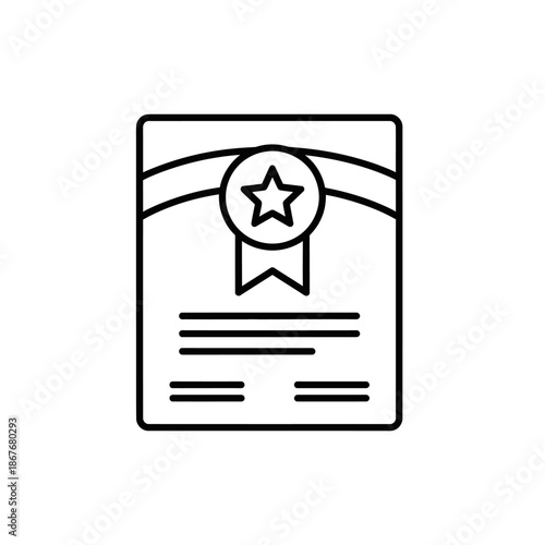 Award Certificate with Ribbon and Star for Achievement Recognition
