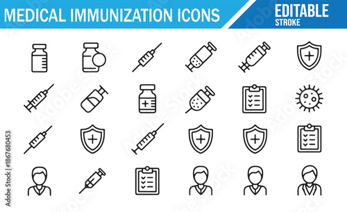 Editable Stroke Medical Icons Vector Collection for Healthcare