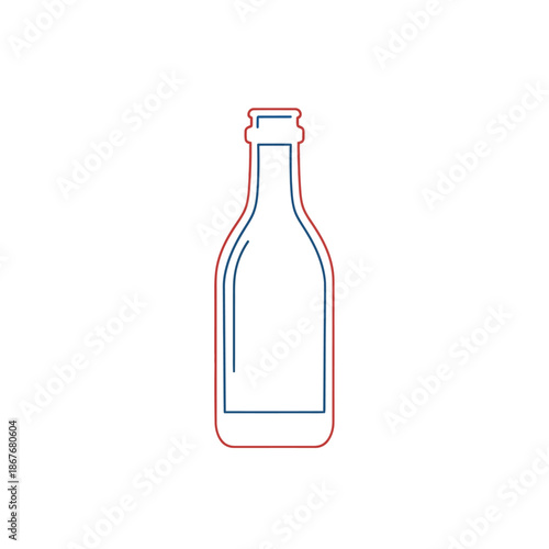 Minimalist outline of a glass bottle with a white background