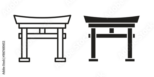 Torii gate icons for web and mobile UI design. Glyph vector with editable stroke