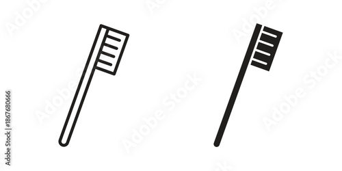 Toothbrush icons for web and mobile UI design. Glyph vector with editable stroke