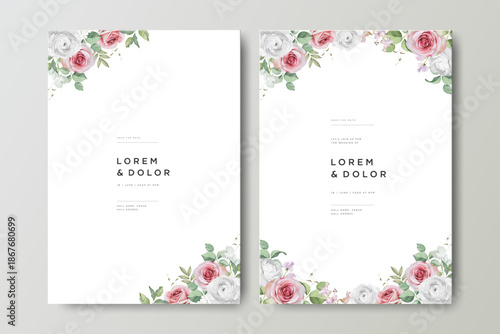 beautiful wedding card with peonies flower garden design

