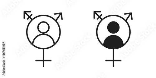 Transgender icons for web and mobile UI design. Glyph vector with editable stroke