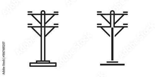 Utility pole icons for web and mobile UI design. Glyph vector with editable stroke