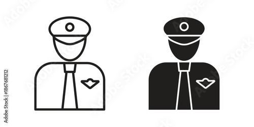 User pilot icons for web and mobile UI design. Glyph vector with editable stroke