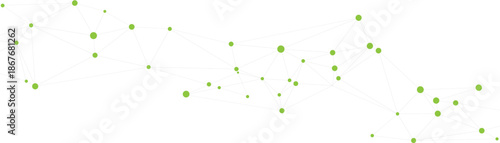 Digital data network, abstract connected points and line grid background with green nodes for blockchain AI internet and fintech template layout