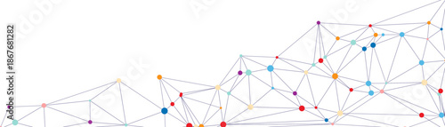 Dynamic technological network with vibrant connected data nodes illustrating global digital communication