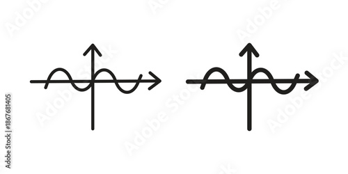 Wave sine icons for web and mobile UI design. Glyph vector with editable stroke