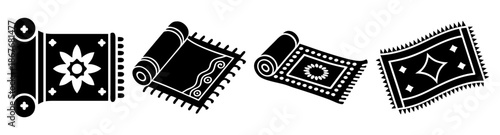 Diverse collection of decorative carpets and floor rugs in various styles and patterns Vector