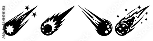 Dynamic collection of falling meteors and comets across the cosmic expanse Vector