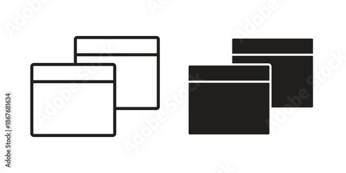 Window Restore icons for web and mobile UI design. Glyph vector with editable stroke
