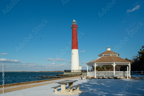 Barnegat Lighthouse in Barnegat Lighthouse State Park , Ocean County, New Jersey, United States