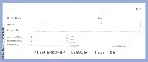 Blank bank check, checkbook cheque template or money payment paper voucher, vector mockup. Business or personal account cash pay cheque certificate or paycheck coupon from checkbook