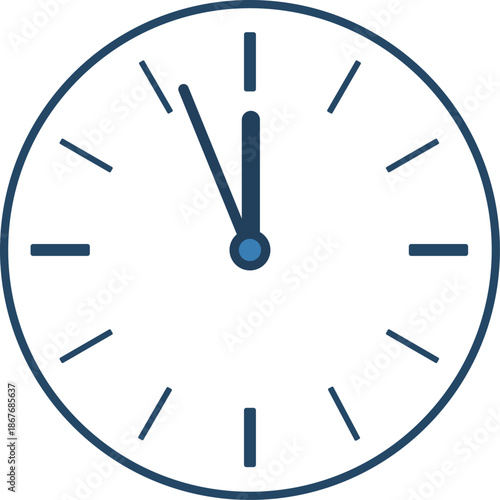 Minimalist Blue and White Clock Face Illustration Mockup