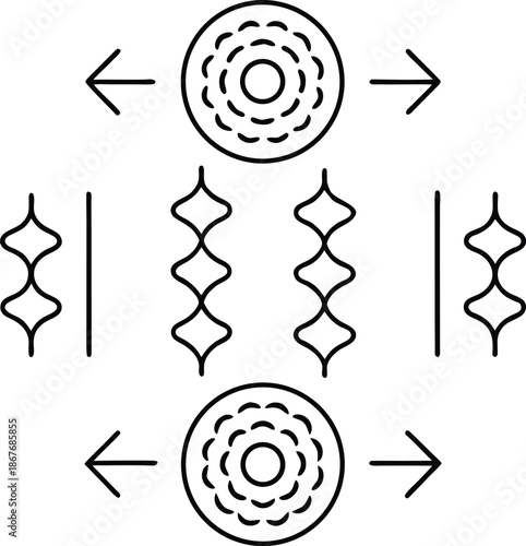 quantum fluctuation line art vector illustration on transparent background