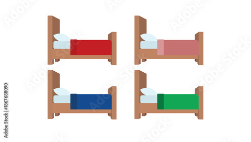wooden bed wood sleep sleeping emoji symbol sign icon vector illustration isolated flat bedroom furniture
