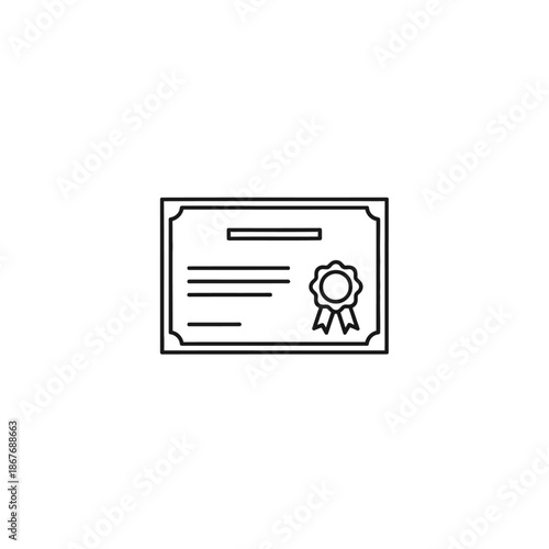 Certificate of Achievement Award Document with Badge Illustration for Recognition