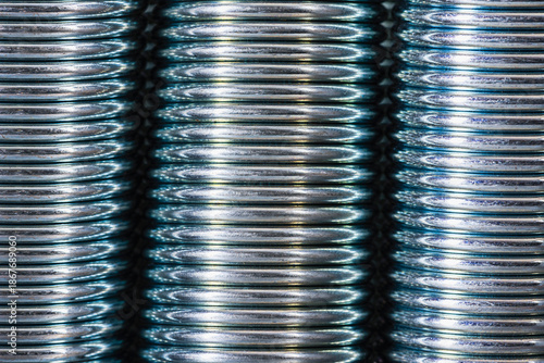 Closeup of steel springs used as a background