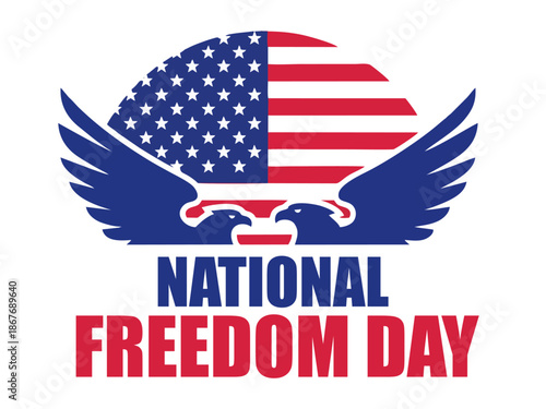National Freedom Day Illustration: Bald Eagle and American Flag Symbolizing Liberty and Justice