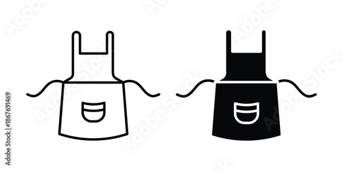 Apron icon set. Apron Symbol sign for mobile concept and web design. Black silhouette and outline  Chef uniform icon. cooking, baking.